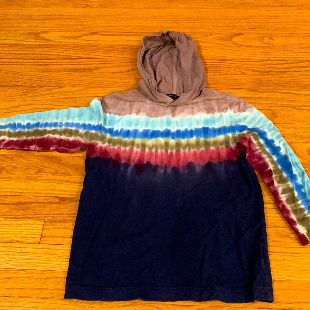Lands End,  little boys Large (6/7) tie dyed navy/tan & multi long sleeve hoody